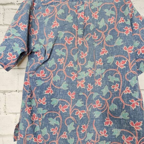 Reyn Spooner Men's Blue Chambray Short Sleeve Hawaiian Shirt Reverse Print XL - Picture 9 of 11